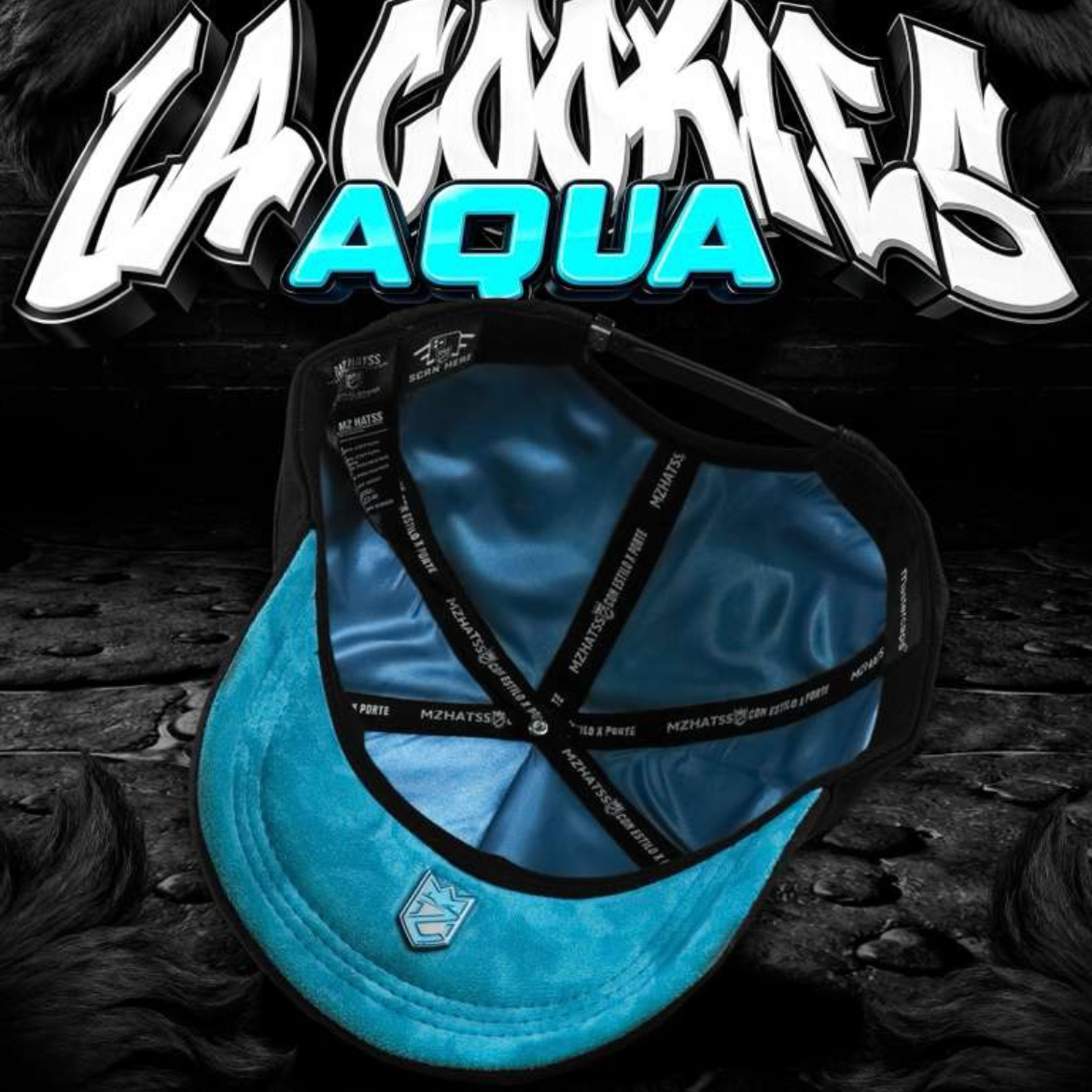 Cap “Aqua LA Cookies”, Black/Blue, MzHats.