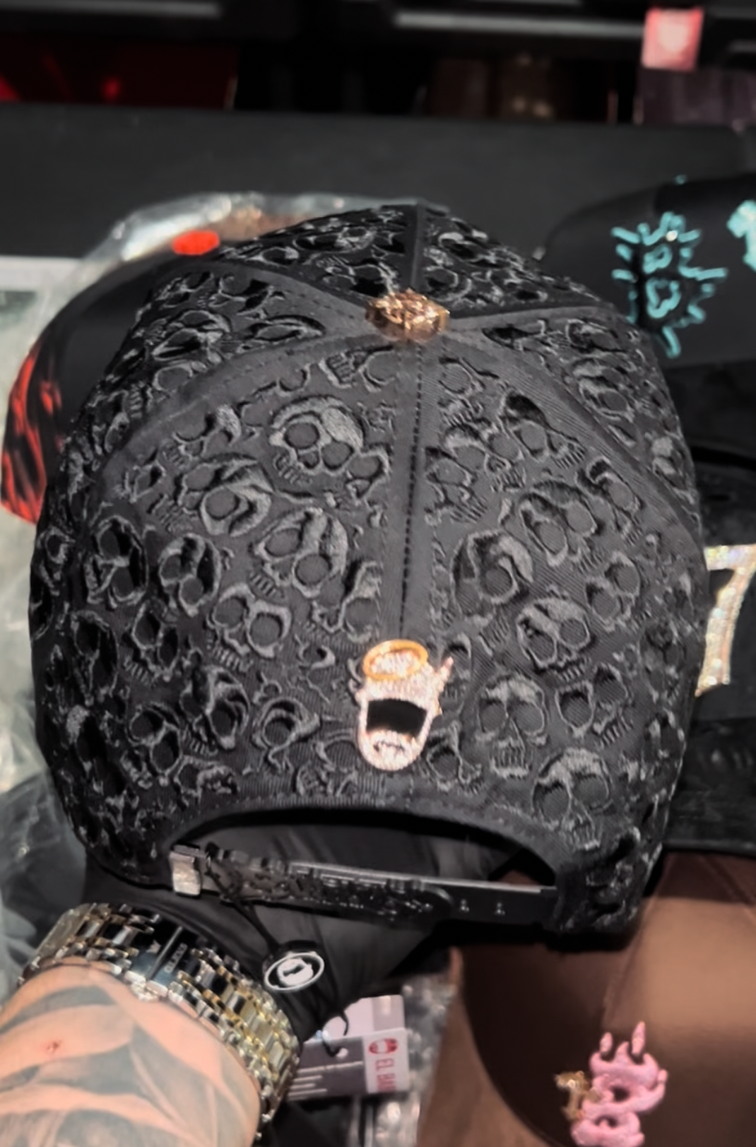 Cap “BBB Hand Skull”, Barbas Hats, Black/ RoseGold