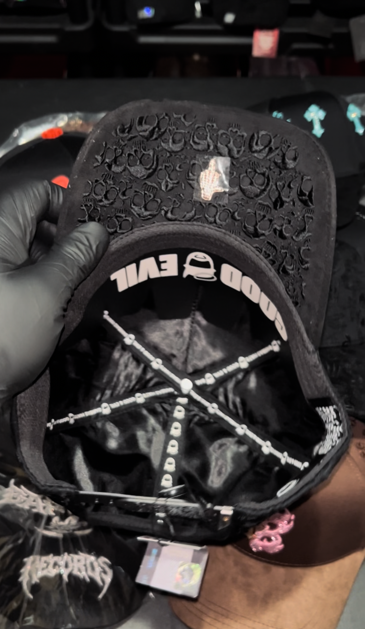 Cap “BBB Hand Skull”, Barbas Hats, Black/ RoseGold