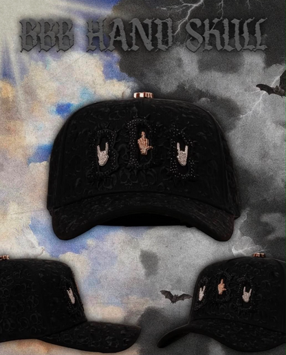Cap “BBB Hand Skull”, Barbas Hats, Black/ RoseGold