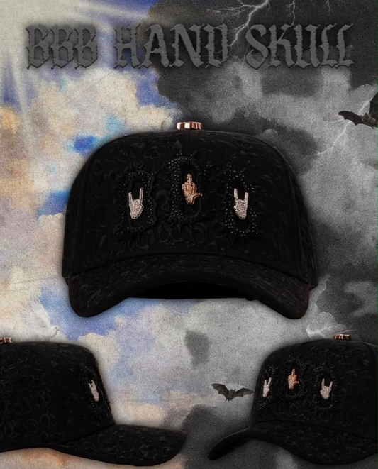 Cap “BBB Hand Skull”, Barbas Hats, Black/ RoseGold