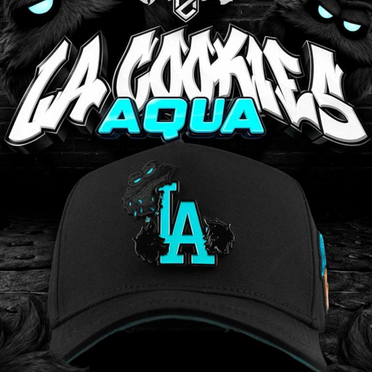 Cap “Aqua LA Cookies”, Black/Blue, MzHats.