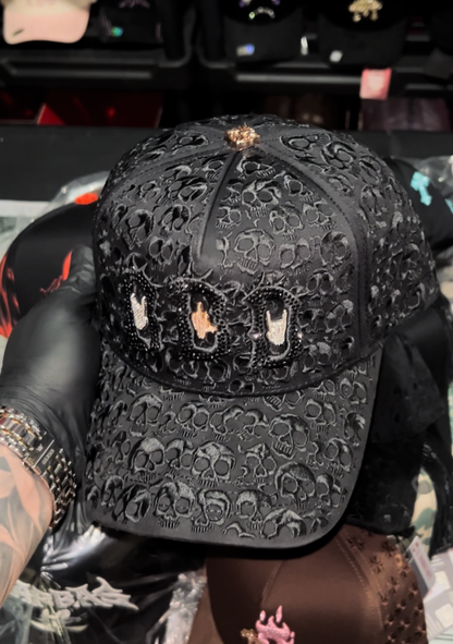 Cap “BBB Hand Skull”, Barbas Hats, Black/ RoseGold