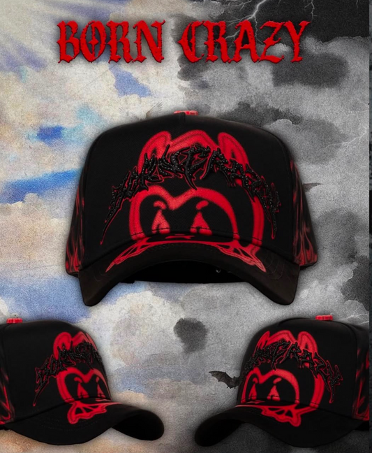 Cap “Born Crazy”, BarbasHats, Black/Red