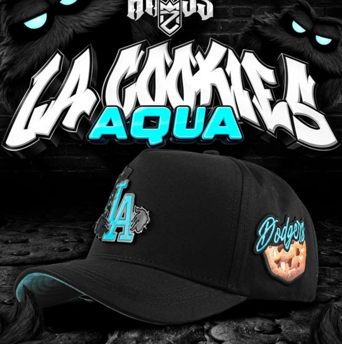 Cap “Aqua LA Cookies”, Black/Blue, MzHats.