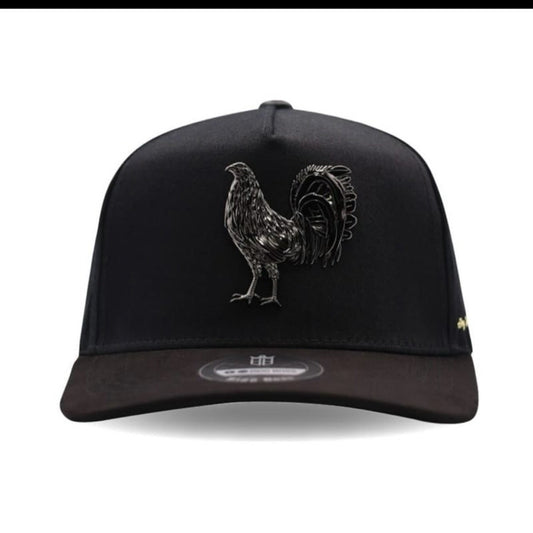 Cap “Gallero” Black/Dark,”Hoy platique con mi gallo”, with pin