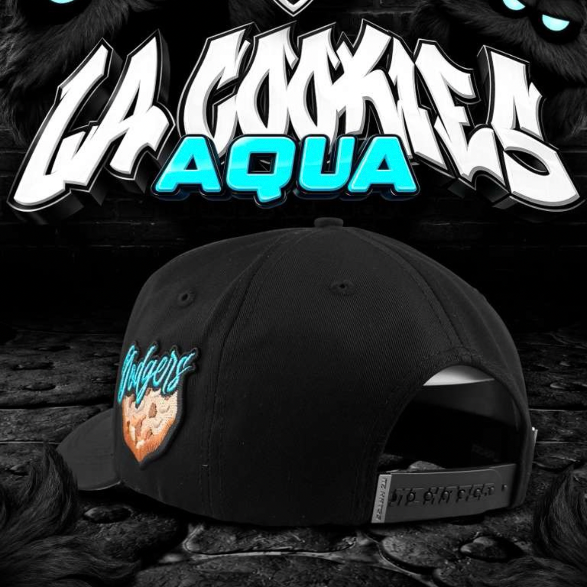 Cap “Aqua LA Cookies”, Black/Blue, MzHats.