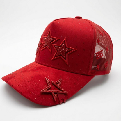 Cap “Stars”, Red, BiggBoss with star pin.